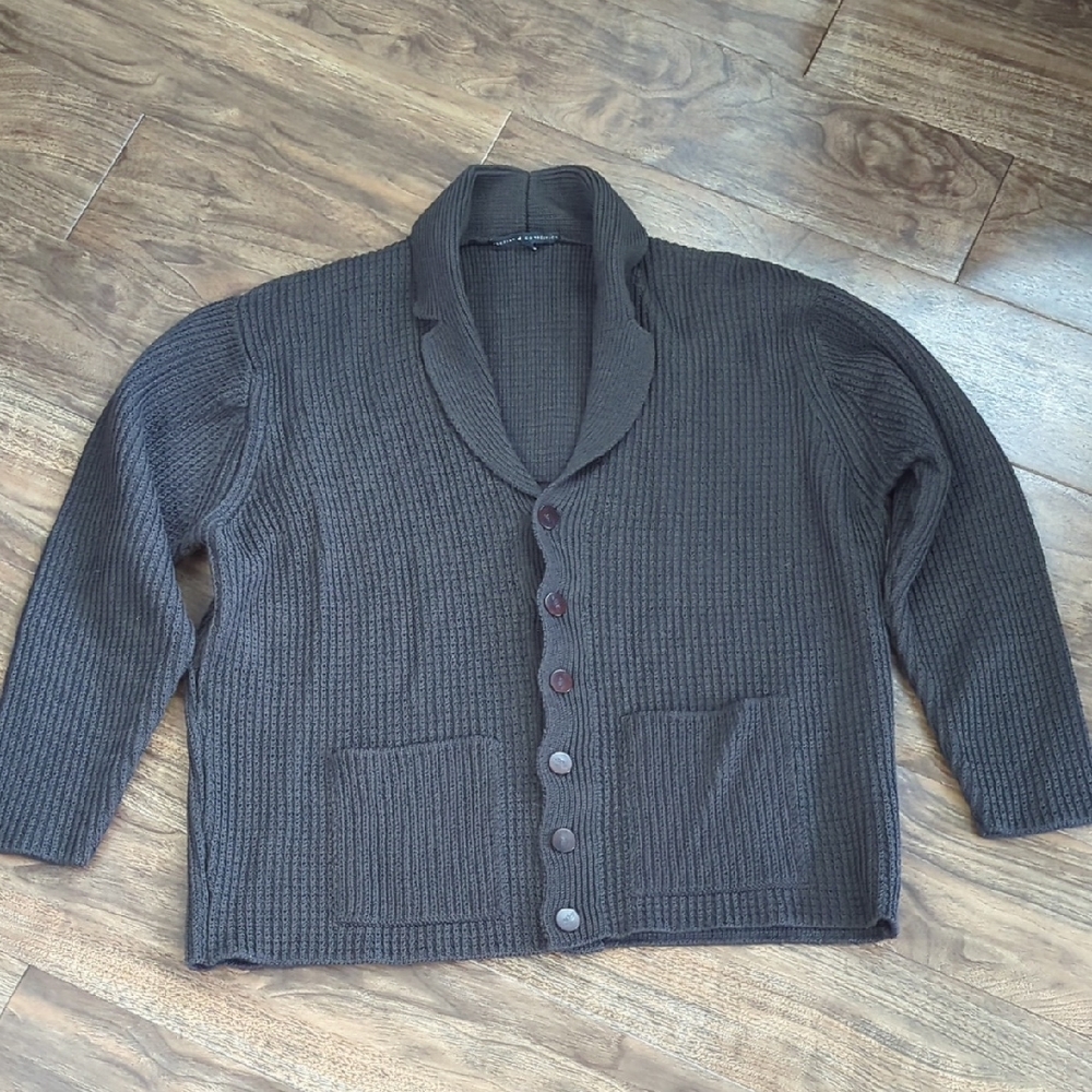 Peruvian Connection 100% Merino Wool Brown Knit Cardigan